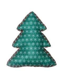 Подушка Ель снежинка на зеленом декоративная 40x35 см Nat