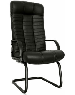 Конференц кресло Атлант PL офисное полозья металл обивка экокожа цвет черный Евростиль