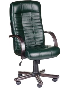 Кресло офисное Атлант Экстра M PP орех кожа зеленый Евростиль