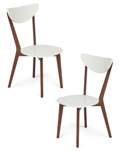 Комплект стульев 2 шт жесткое сиденье MAXI Макси белый коричневый Tetchair