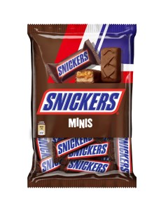 Шоколадные конфеты minis Молочный шоколад Арахис Пакет 180 гр Snickers