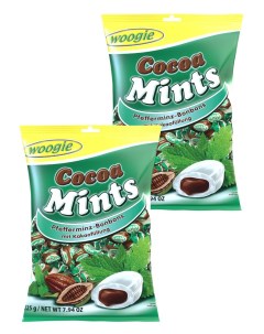 Карамель леденцовая с какао начинкой Cocoa Mints 2шт по 225гр Woogie