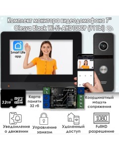 Комплект видеодомофона Olesya Wi Fi AHD1080P Full HD 911bl Черный Alfavision