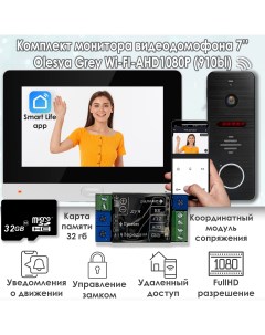 Комплект видеодомофона Olesya Wi Fi AHD1080P Full HD 910bl Серый Alfavision