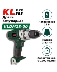 Шуруповерт аккумуляторный KLNM18 00 18 В без ЗУ и АКБ Klpro