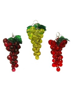 Елочная игрушка Спелый виноград H9885 10 см красный зеленый 1 шт Kurts adler