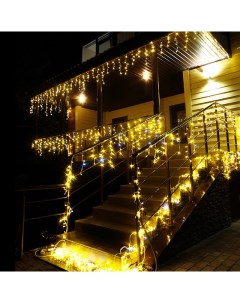 Гирлянда новогодняя светодиодная бахрома уличная на дом H0142 жёлтая 38 х 0 6 м Baziator