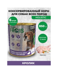 Консервы для собак Holistic мясные кусочки с кроликом в желе 6 шт по 850 г Frais