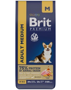 Сухой корм для собак Premium Dog Adult Medium курица 15 кг Brit*