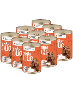 Консервы для собак с кусочками индейки в соусе 9шт по 400г Smart dog
