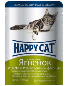 Влажный корм для кошек ягненок телятина фасоль 100г Happy cat
