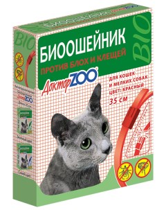 Биоошейник против блох клещей для кошек и мелких собак красный 35 см Доктор zoo