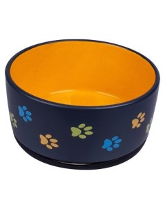 Одинарная миска для собак керамика оранжевый черный 1 л Керамикарт