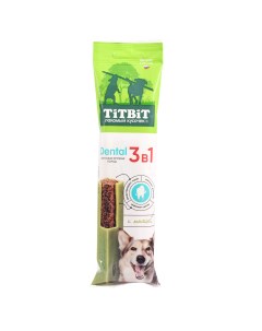 Лакомство для собак Dental 3в1 для крупных пород с мятой 95 г Titbit