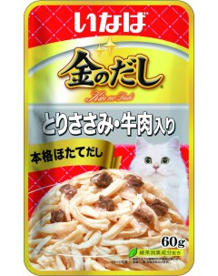 Влажный корм для кошек Kinnodashi с курицей иговядиной 12шт по 60г Inaba