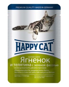 Влажный корм для кошек ягненок и телятина с фасолью 100г Happy cat