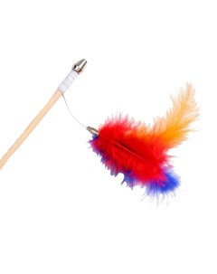 Дразнилка удочка Радужные перья на деревянной палочке микс цветов Пижон