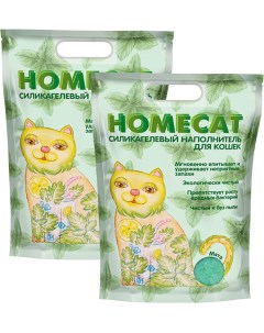 Наполнитель для туалета кошек Мята силикагелевый 2 шт по 3 8 л Homecat