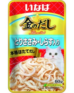 Влажный корм для кошек Kinnodashi с курицей и мальками ширасу 12шт по 60г Inaba