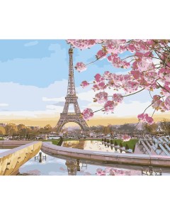 Картина по номерам Премиум Цветущий Париж холст на подрамнике 40х50 см Цветной