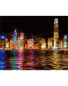 Картина по номерам на холсте 40х50 Ночной Гонконг GX7256 Цветной