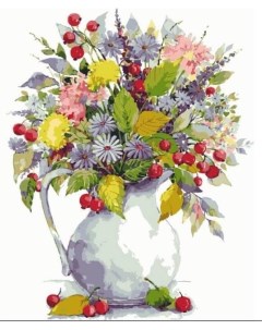 Картина по номерам Букет с одуванчиками и ягодами 40x50 см Цветной