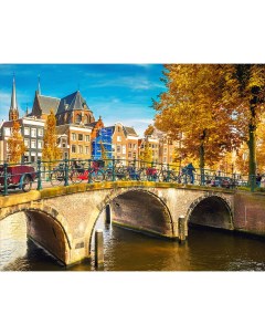 Алмазная мозаика Канал в Амстердаме полн выкладка 40х50 см круглые непрозр стразы Цветной