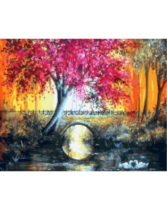 Картина по номерам на холсте 40х50 Лиловое дерево у моста GX9567 Цветной