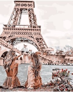 Картина по номерам Подружки в Париже холст на подрамнике 50х40 см Цветной