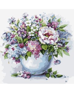 Картина по номерам MG2102 Нежные цветы в белой вазе Цветной