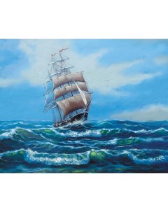 Картина по номерам Премиум Корабль с белыми парусами холст на подрамнике 40х50 см Цветной