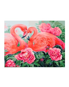 Картина по номерам на холсте 40х50 Фламинго в цветах GX31635 Цветной
