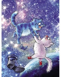 Картина по номерам на холсте 30х40 Коты в космосе ME1131 Цветной