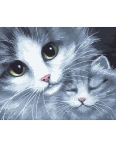 Картина по номерам на холсте 40х50 Кошка с котенком GX7931 Цветной