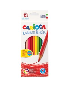 Карандаши цветные Италия 12 цветов грифель 3 мм шестигранные за Carioca