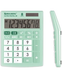 Калькулятор настольный Ultra Pastel 08 LG 8 разрядный мятный 40шт Brauberg