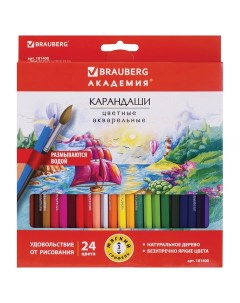 Карандаши акварельные 24 цвета Академия 6 уп Brauberg