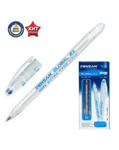 Ручка шариковая масляная Global 21 чернила синие корпус прозрачный 12 шт Nobrand