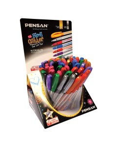 Ручка гелевая Glitter Gel АССОРТИ чернила с блестками узел 1 мм линия п Pensan