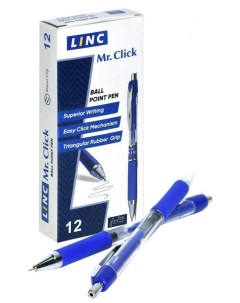 Ручка шариковая автоматическая Mr Click 0 7мм синий цвет игольчатый наконечник 12шт Linc
