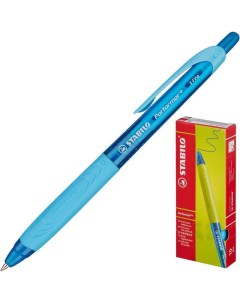 Ручка шариковая автоматическая Performer 0 3мм синий корпус сине голубой 10шт Stabilo