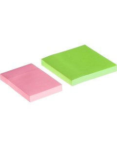 Стикеры Simple 76х51мм 76х76мм неоновые розовые зеленые 2 блока по 100 л Attache