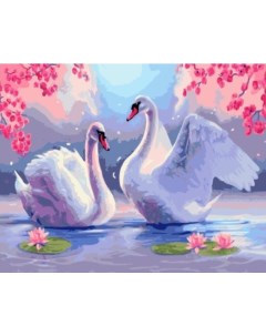 Картина по номерам Лебеди холст на подрамнике 40х50 см GX26882 Paintboy