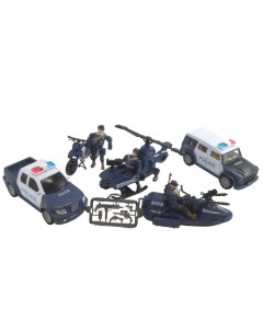 Игровой набор Полицейские машины грузовики вертолет лодка Hk industries