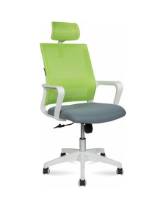 Офисное кресло Бит 815AW AF07 T58 белый пластик зеленая сетка темно серая ткань Norden