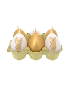 Набор свечей 6 шт Пасхальные яйца золотые с декором Adpal