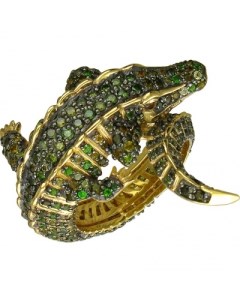 Кольцо Крокодил с турмалинами бриллиантами и тсаворитами из жёлтого золота Эстет