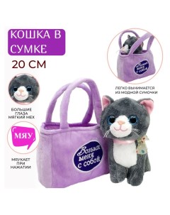 Мягкая игрушка Котенок в сумочке серый 20 см Sun toys