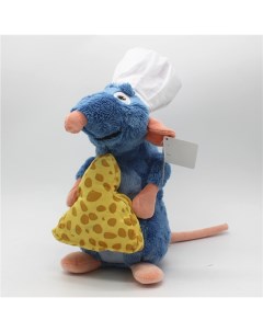 Мягкая игрушка Рататуй крысёнок Реми с сыром и колпаком 30 см серый Iqchina