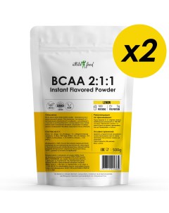 BCAA 2 1 1 Instant Flavored Powder 1000 грамм 2 шт по 500 г лимон Atletic food